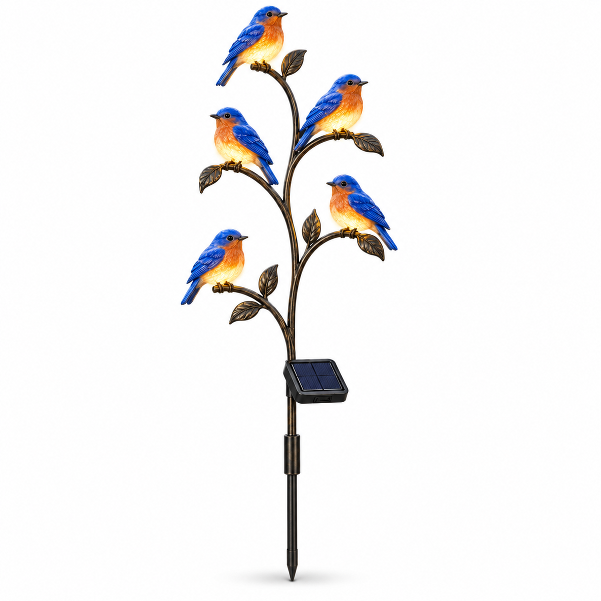 5-Bird Solar Bluebird Garden Stake Light