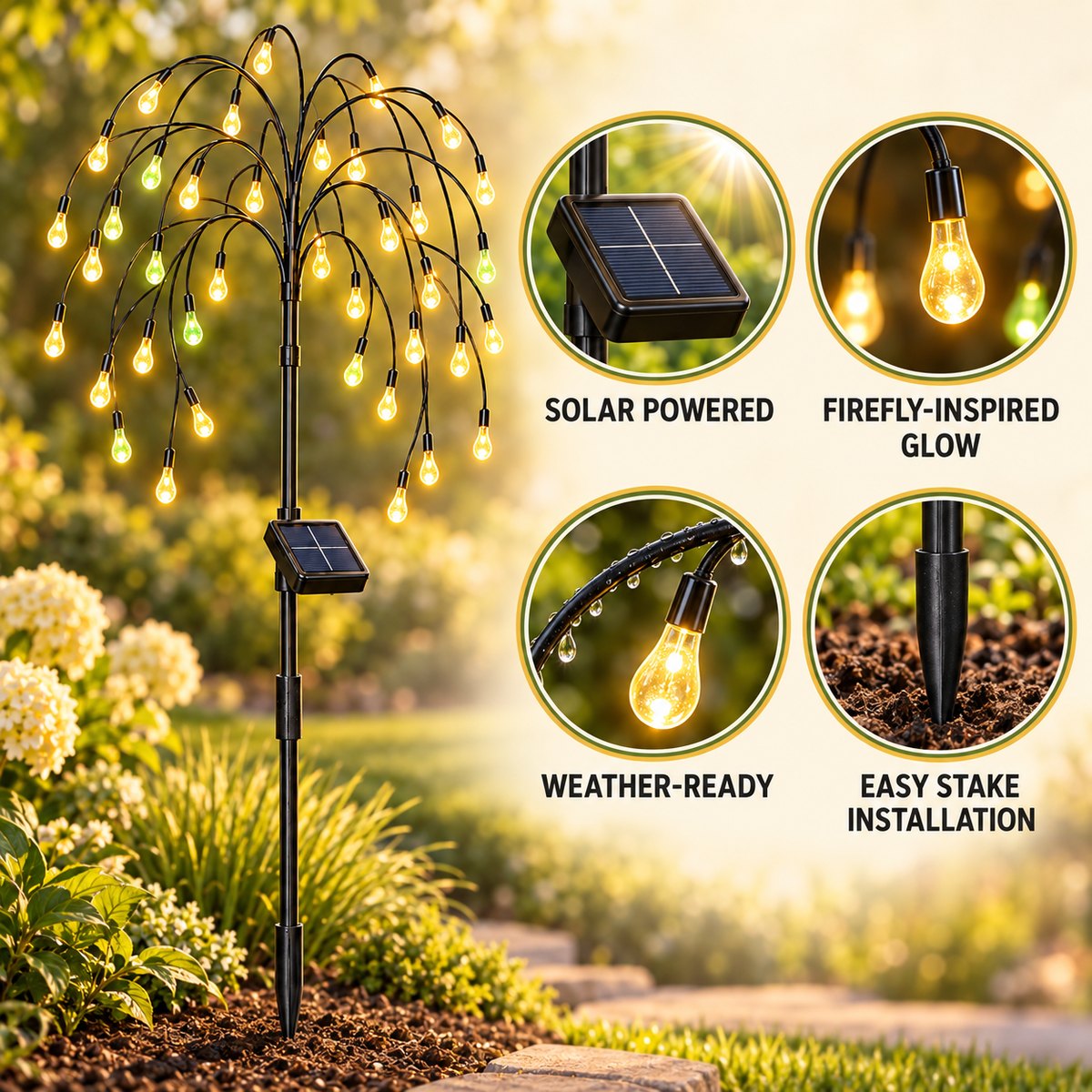 Firefly Willow Solar Garden Light