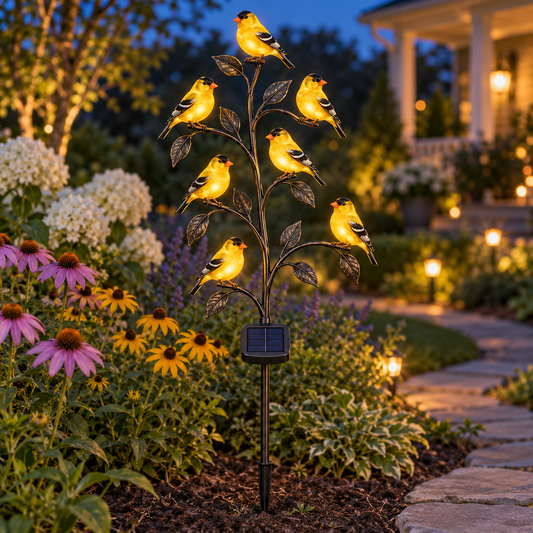 Solar Goldfinch Garden Light
