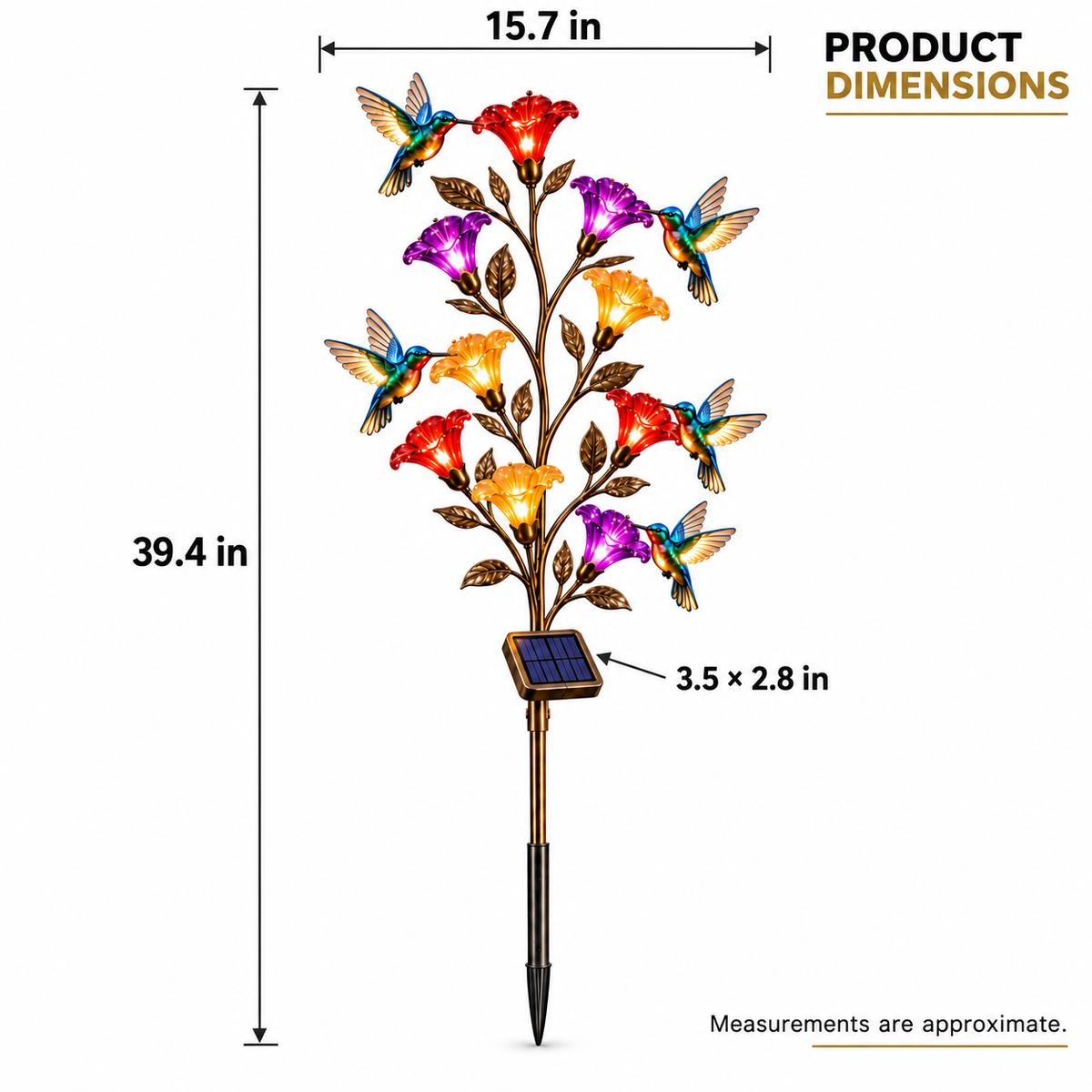Solar Hummingbird & Trumpet Flower Garden Light