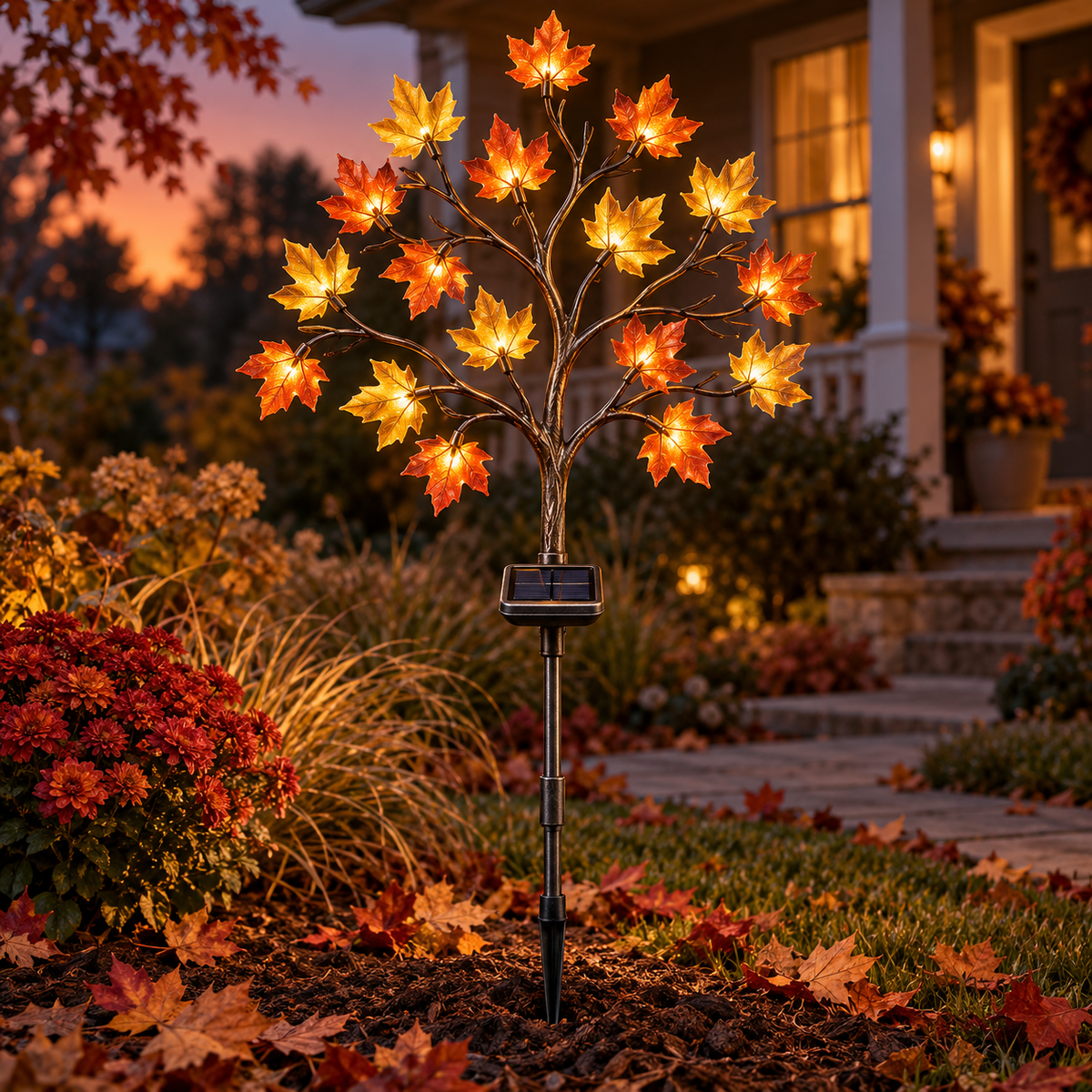 Autumn Maple Leaf Solar Garden Light