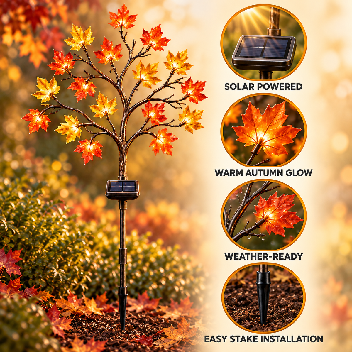 Autumn Maple Leaf Solar Garden Light