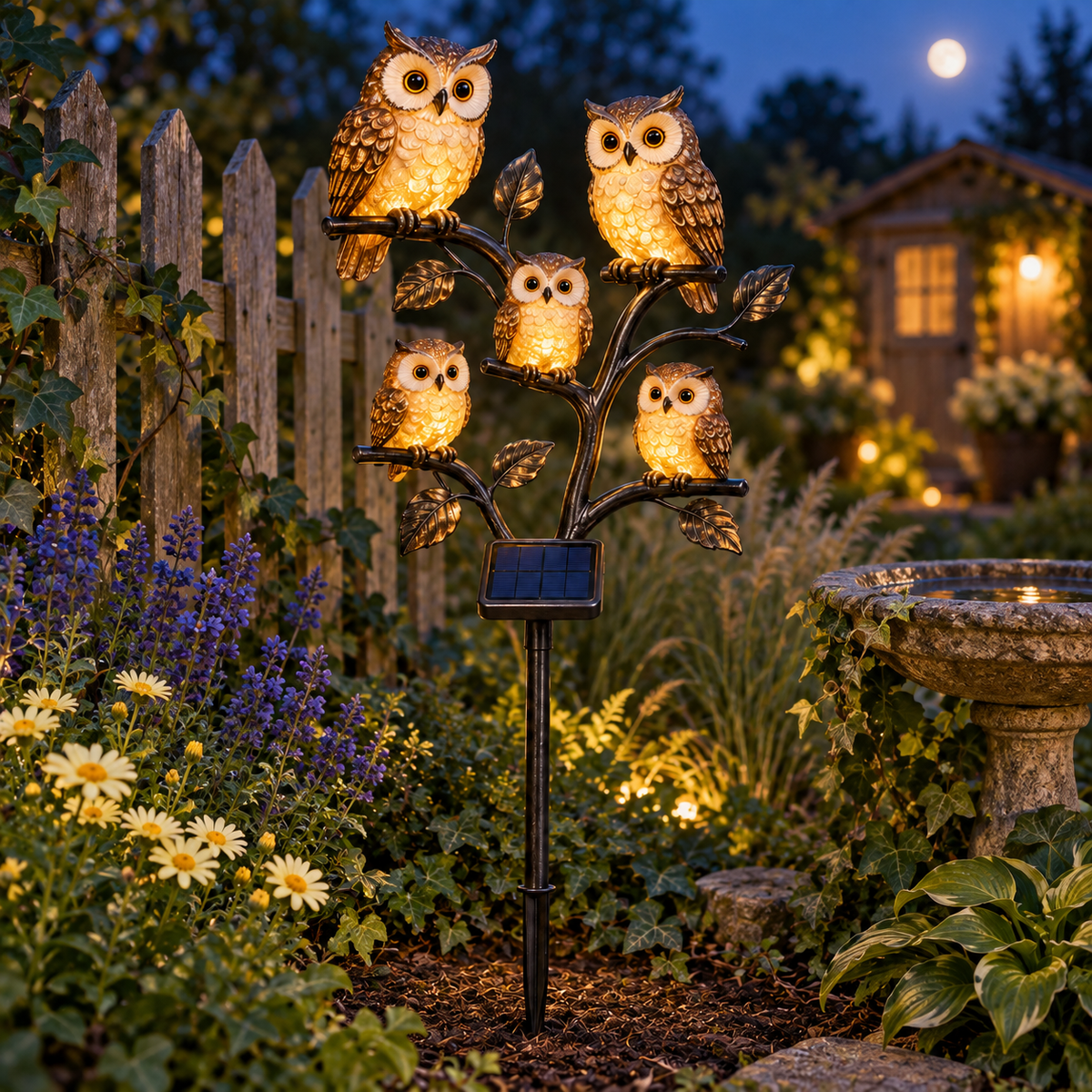 Solar Owl Family Garden Stake Light – 5-Owl Outdoor LED Décor