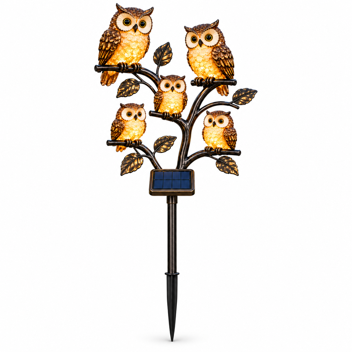 Solar Owl Family Garden Stake Light – 5-Owl Outdoor LED Décor