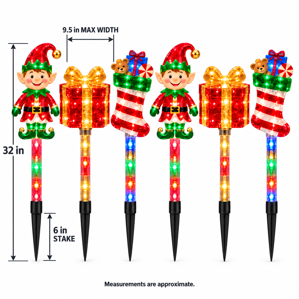 6-Piece Christmas Elf LED Pathway Lights