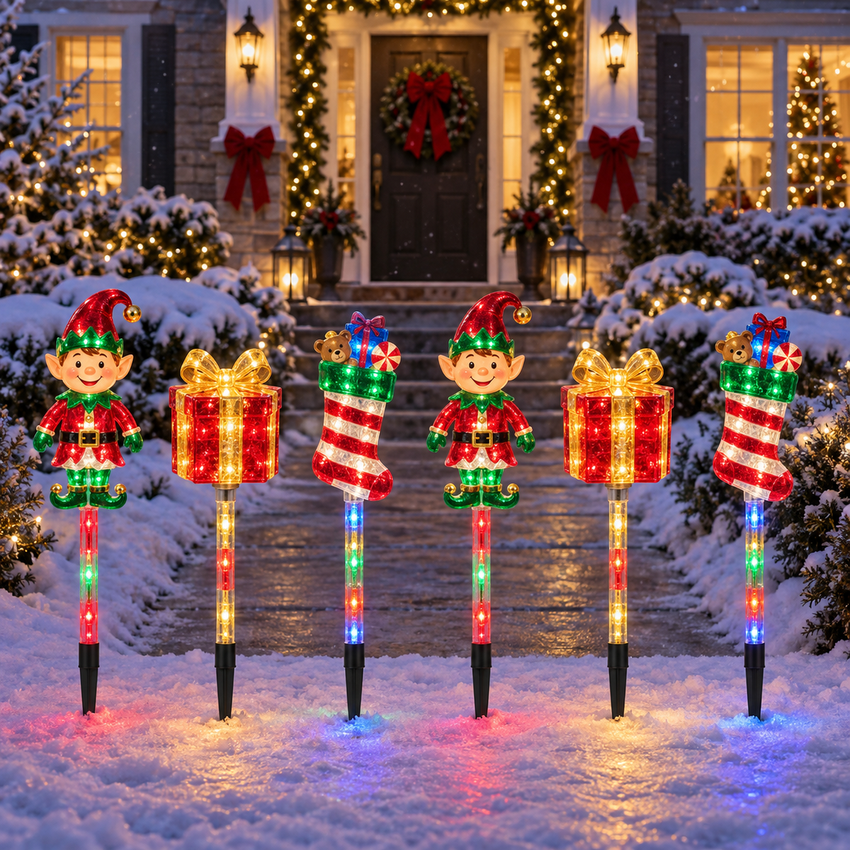6-Piece Christmas Elf LED Pathway Lights