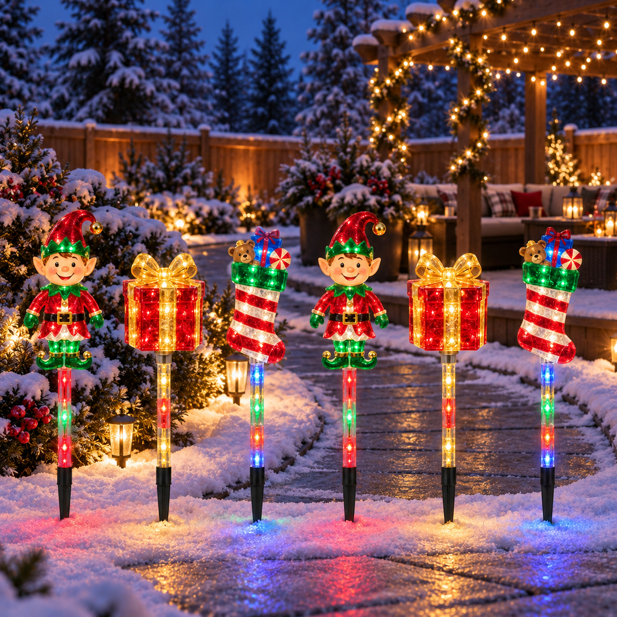 6-Piece Christmas Elf LED Pathway Lights