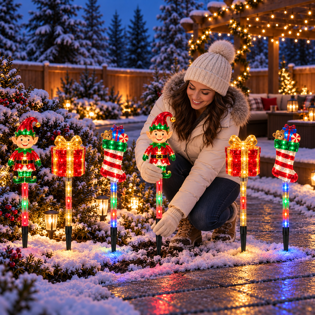 6-Piece Christmas Elf LED Pathway Lights