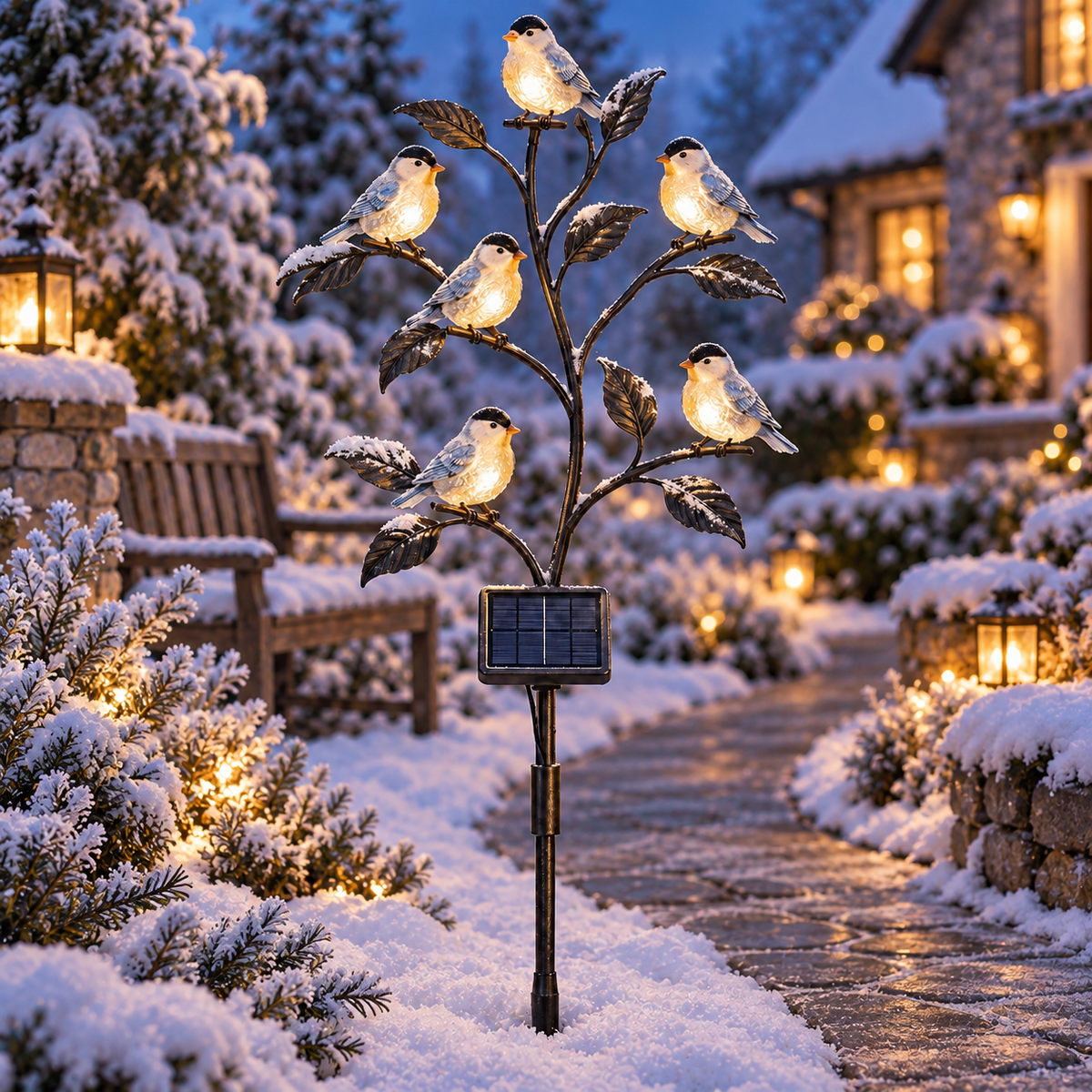 Winter Snowbird Solar Garden Light