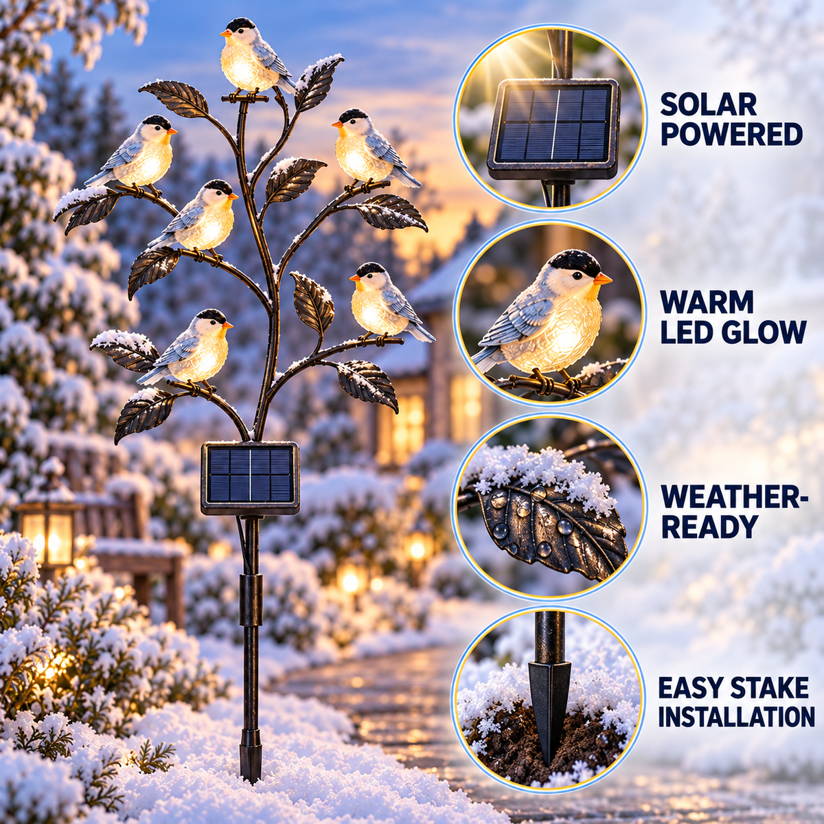 Winter Snowbird Solar Garden Light