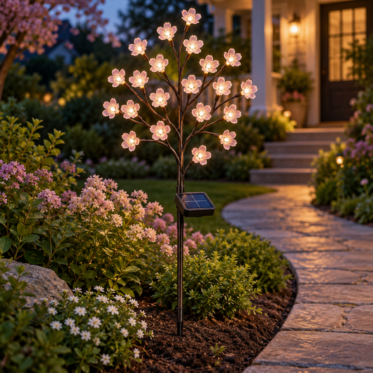 Warm White Cherry Blossom Solar Garden Stake Light