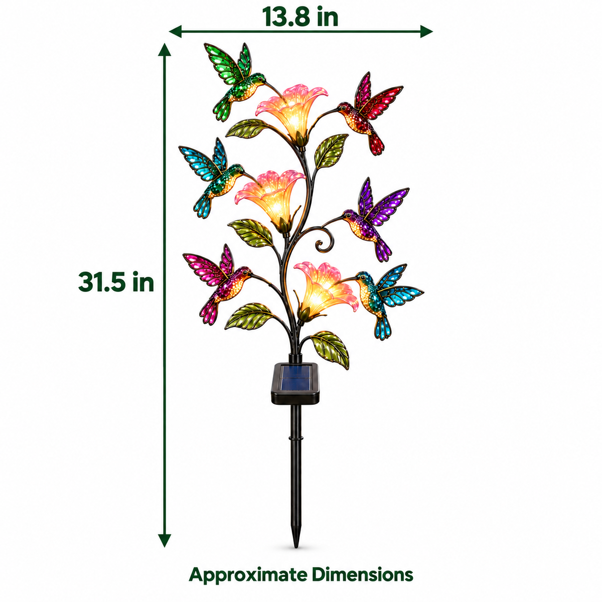 Solar Hummingbird & Flower Garden Stake Light