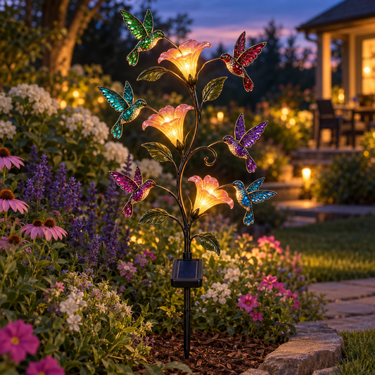 Solar Hummingbird & Flower Garden Stake Light
