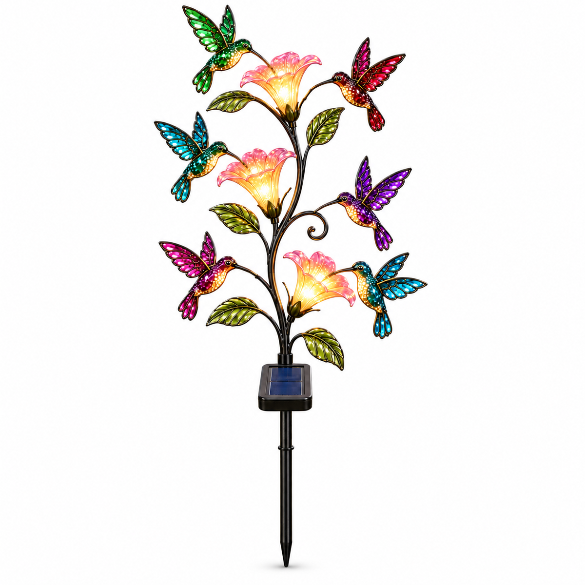 Solar Hummingbird & Flower Garden Stake Light