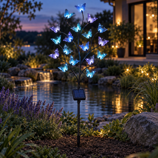 Blue Butterfly Solar Garden Stake Light